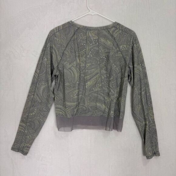 Lululemon Stripe in Stride Grey with Yellow Swirl Print Cropped Long Sleeve Work - Picture 2 of 11